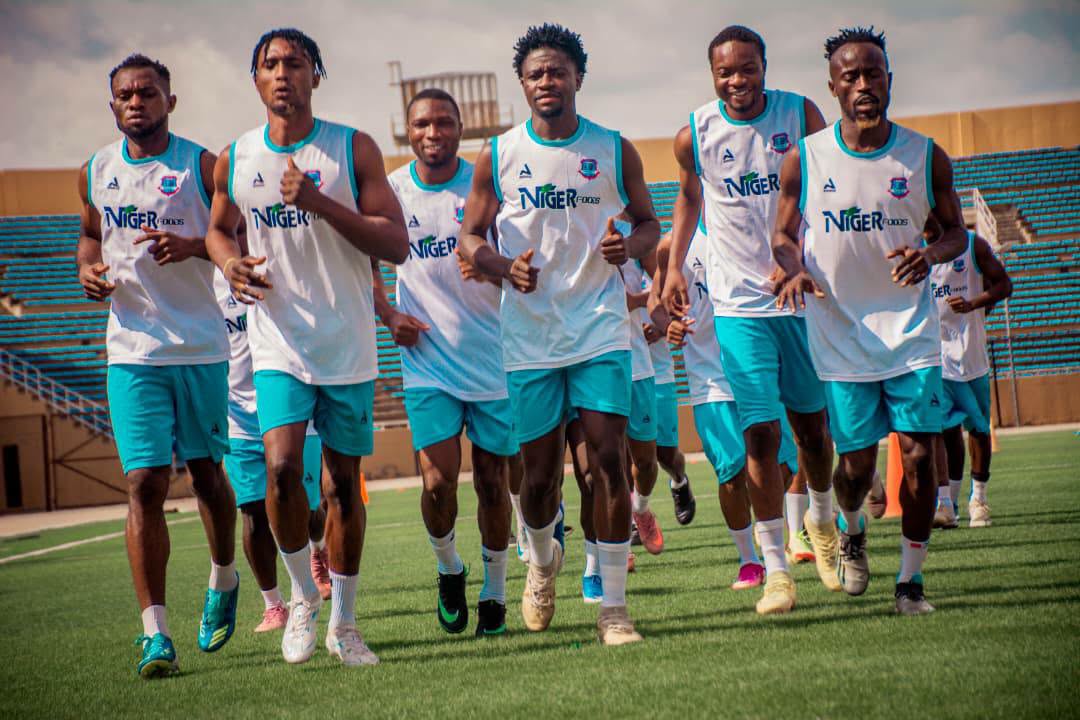 Niger Tornadoes first-team players pose in their white away kit